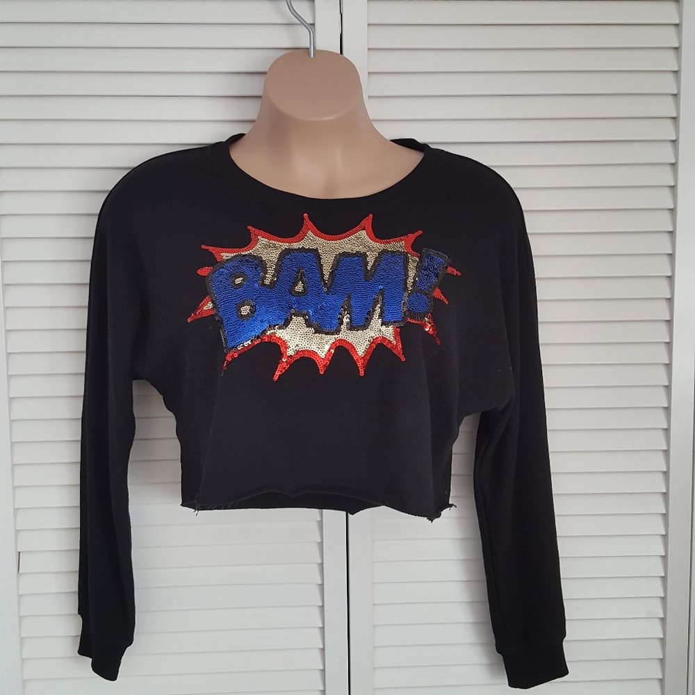 Forever 21 Black Batman Cropped Sweatshirt